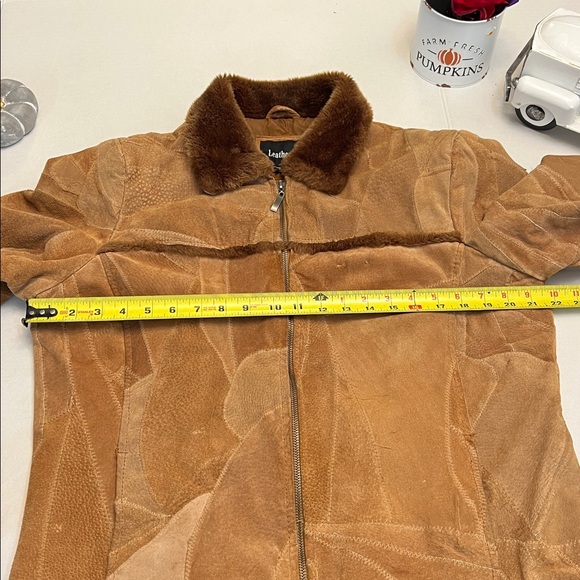 Y2K LEATHER WORKS PATCHWORK SUEDE PENNY LANE STYLE JACKET TAN/BROWN MEDIUM - Picture 15 of 17